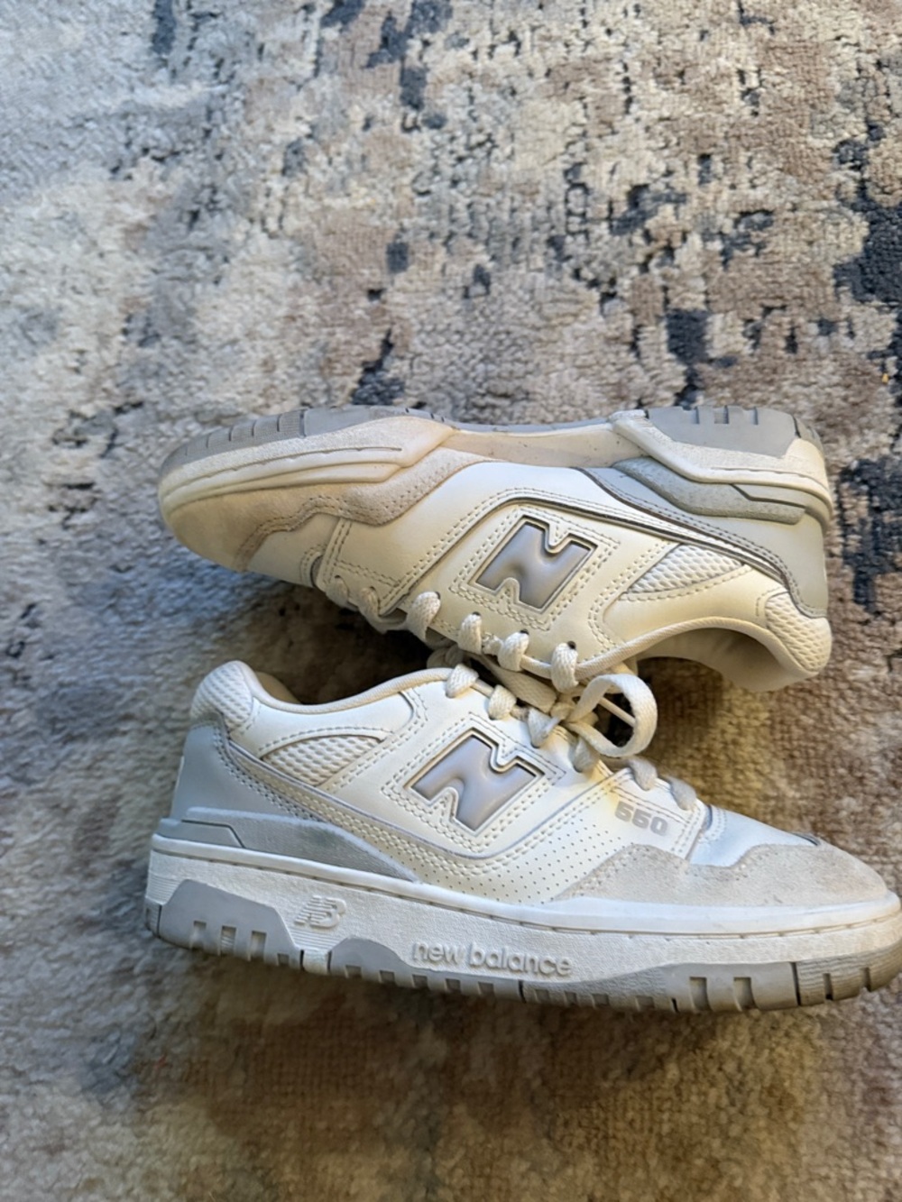 New Balance Kids White and Light Gray Low-Top Sneakers size 5